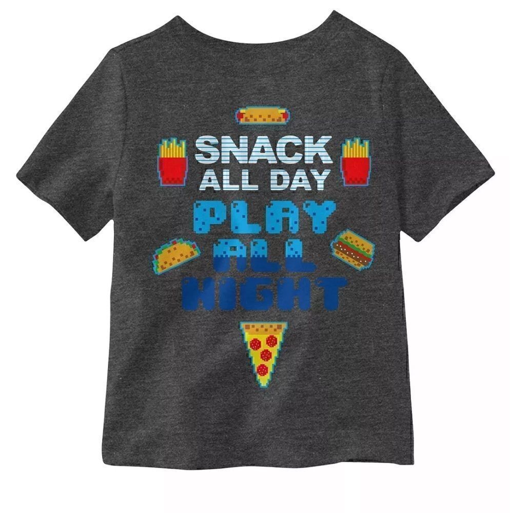 New HYBRID Little Boys Snack All Day Play All Night Graphic T-shirt 7